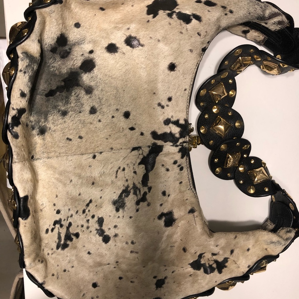 Cow skin studded bag